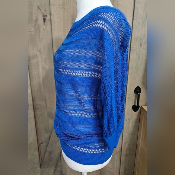EXPRESS Open Knit Dolman Pull Over Top In Cobalt Blue. Size S NWOT - Picture 8 of 9